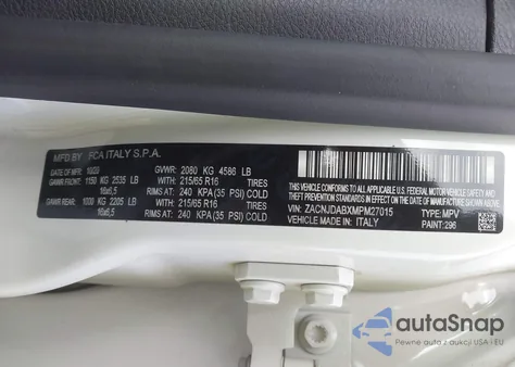 2021 Jeep Renegade Sport 4X4 z USA, uszkodzony, nr VIN ZACNJDABXMPM27015